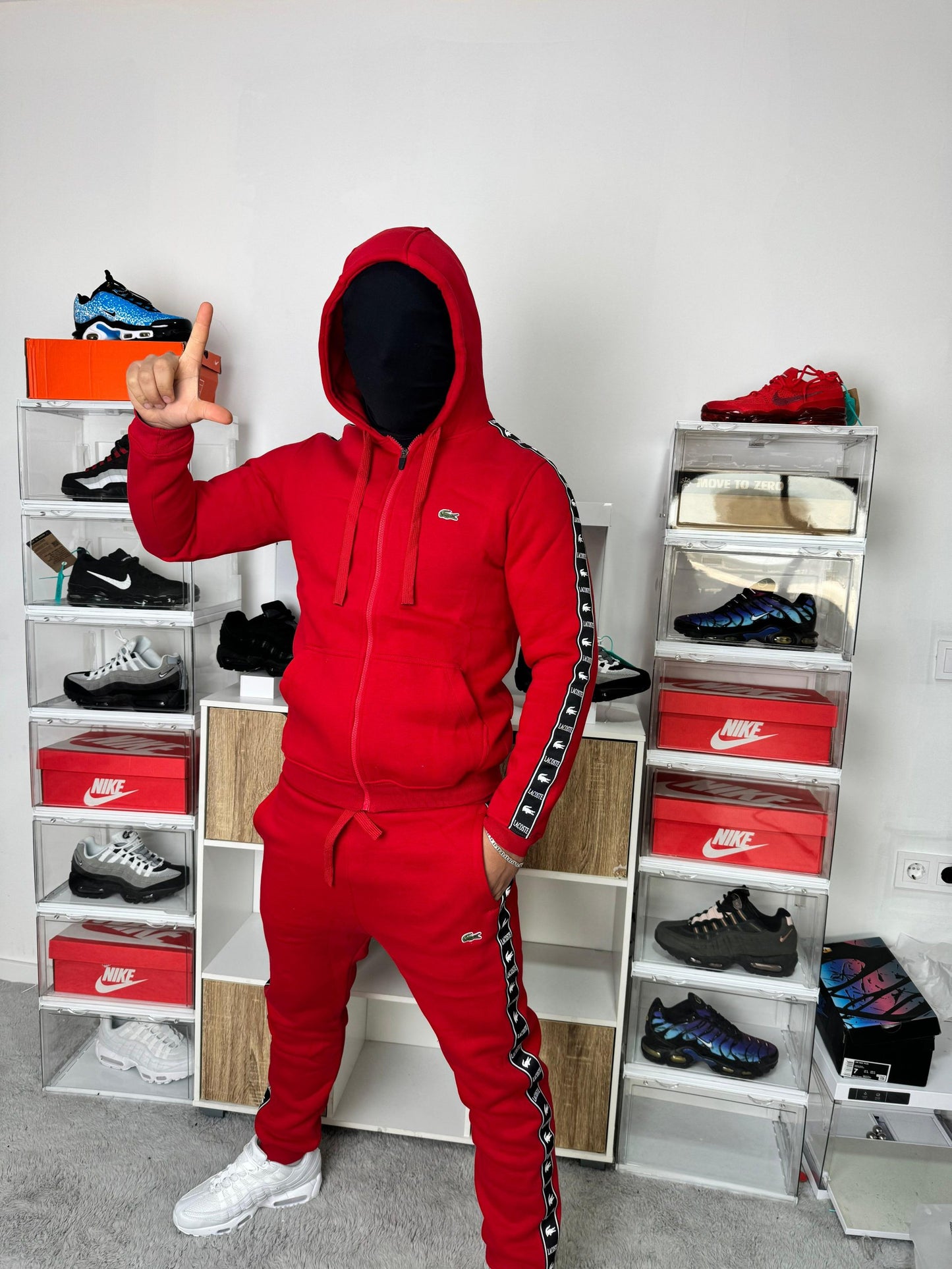 Chandal Lacoste Rojo Con Cierre