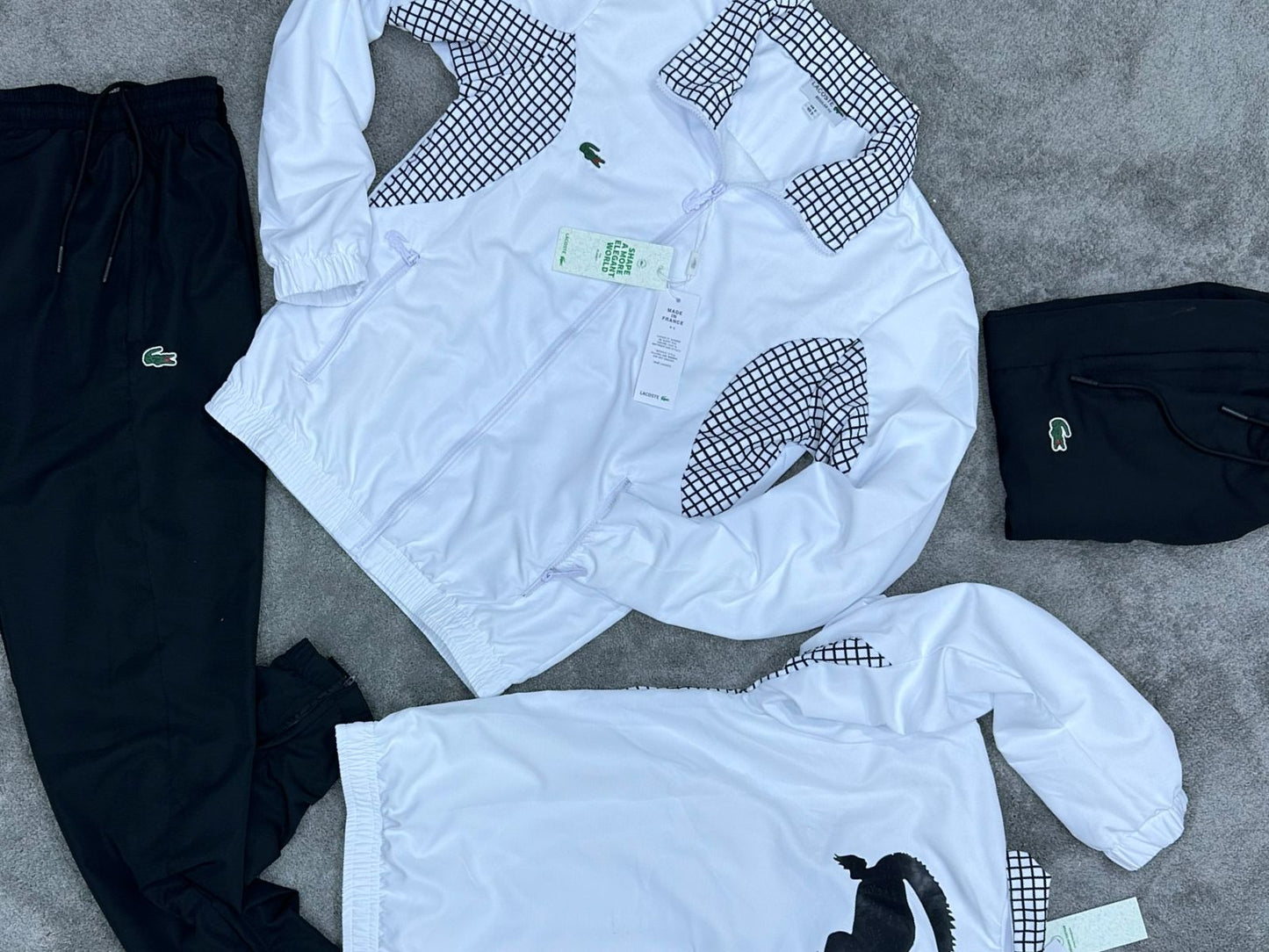 Chandal Lacoste Termoactivo Blanco Recuadros