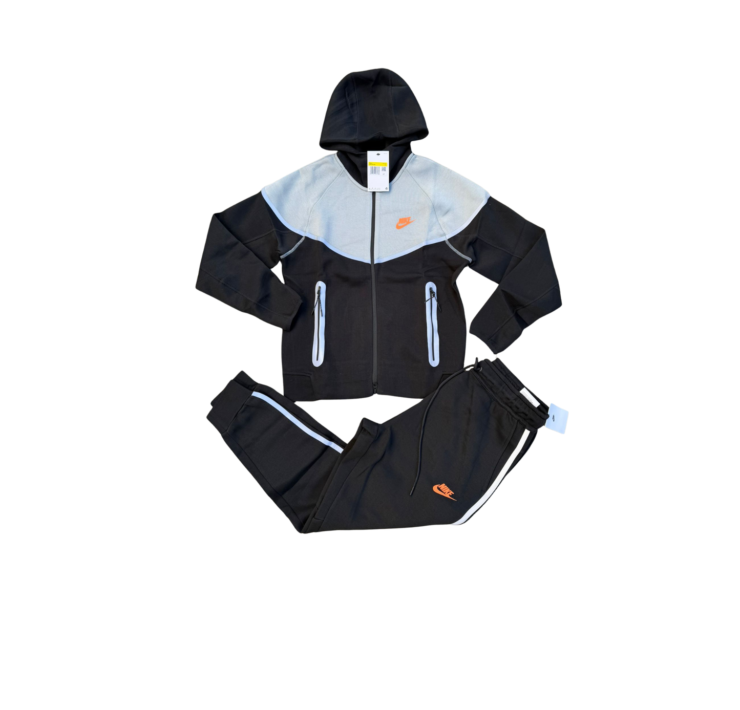 Chandal Nike Tech Eléctrico Negro Gris Logo Naranja