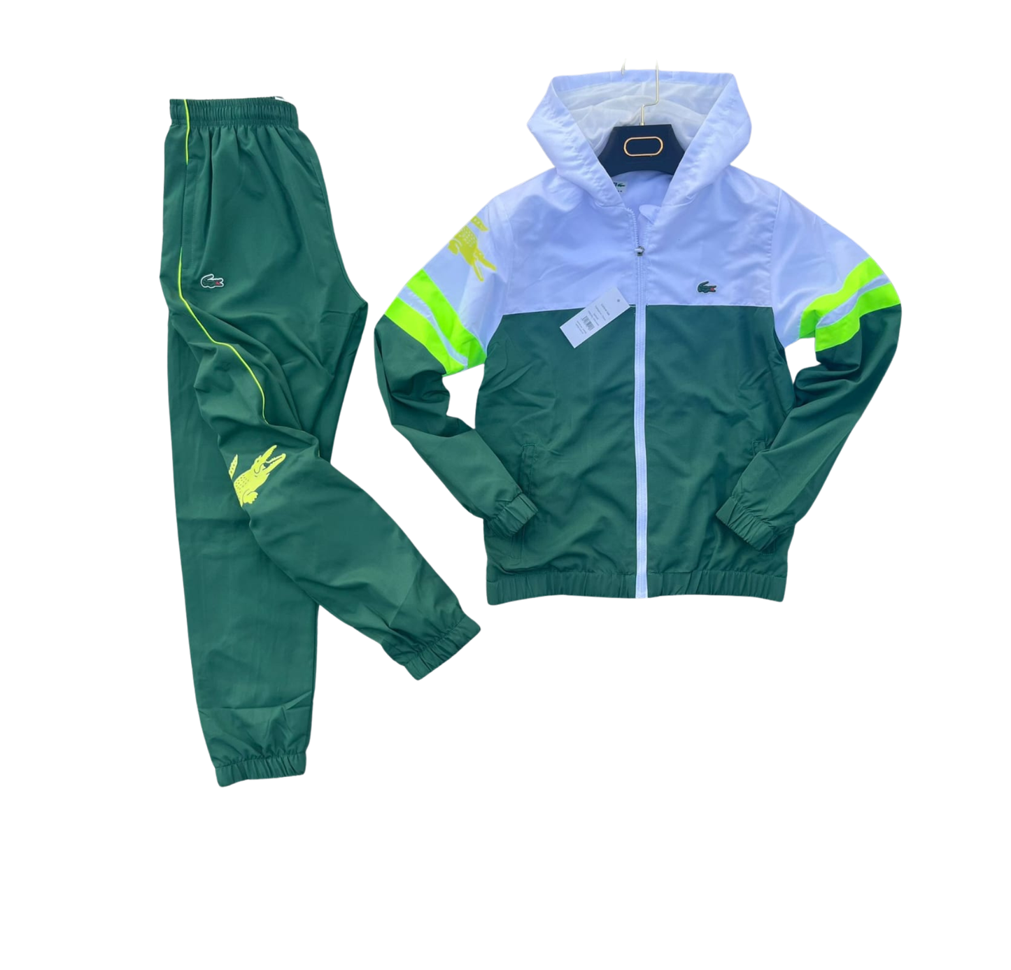 Chandal Lacoste Blanco Verde Limon