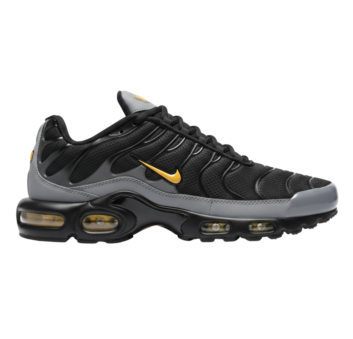 Nike TN Negra Gris Logo Amarillo