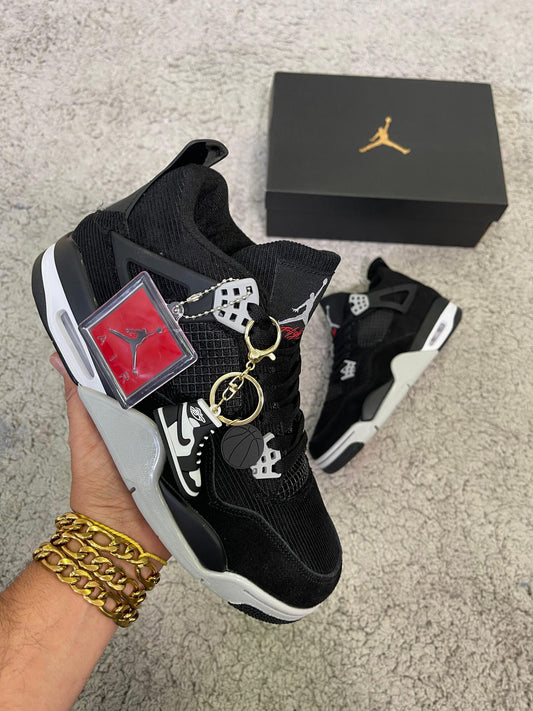 Jordan Retro 4 Negro Blanco Suela Gris